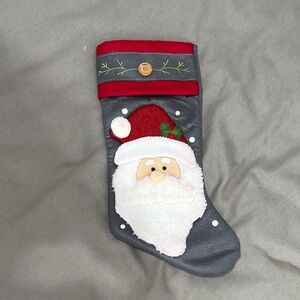 Santa Christmas Stocking with Red Trim